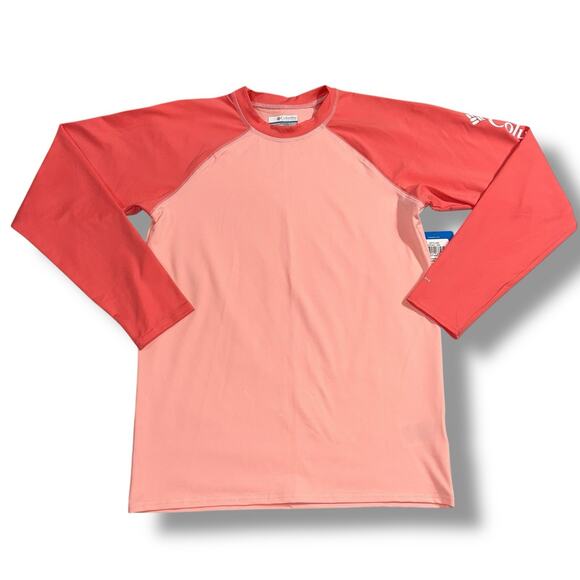 Columbia Girls U Vista Brook Printed Long Sleeve Swim Shirt Rash Guard Pink Larg - Picture 1 of 9